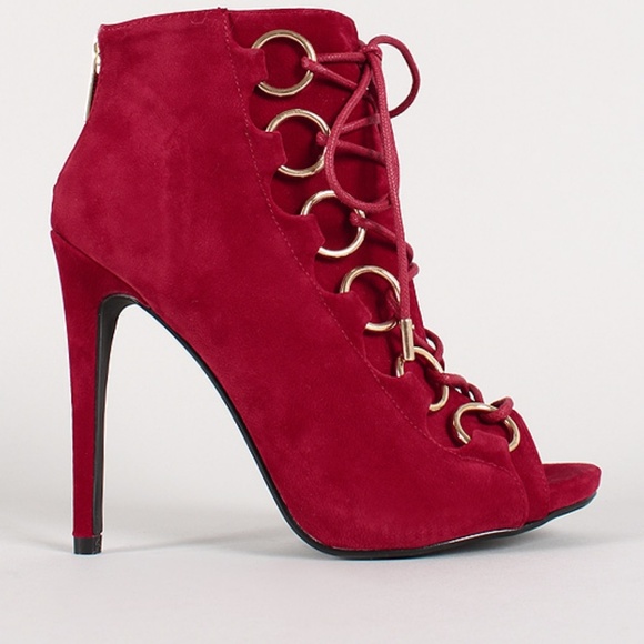 Lace up peep toe booties - Picture 1 of 4